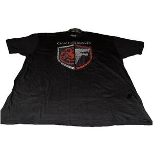 Game of Thrones Half Shields  House Targaryen/House Stark Black 2XL T-Shirt